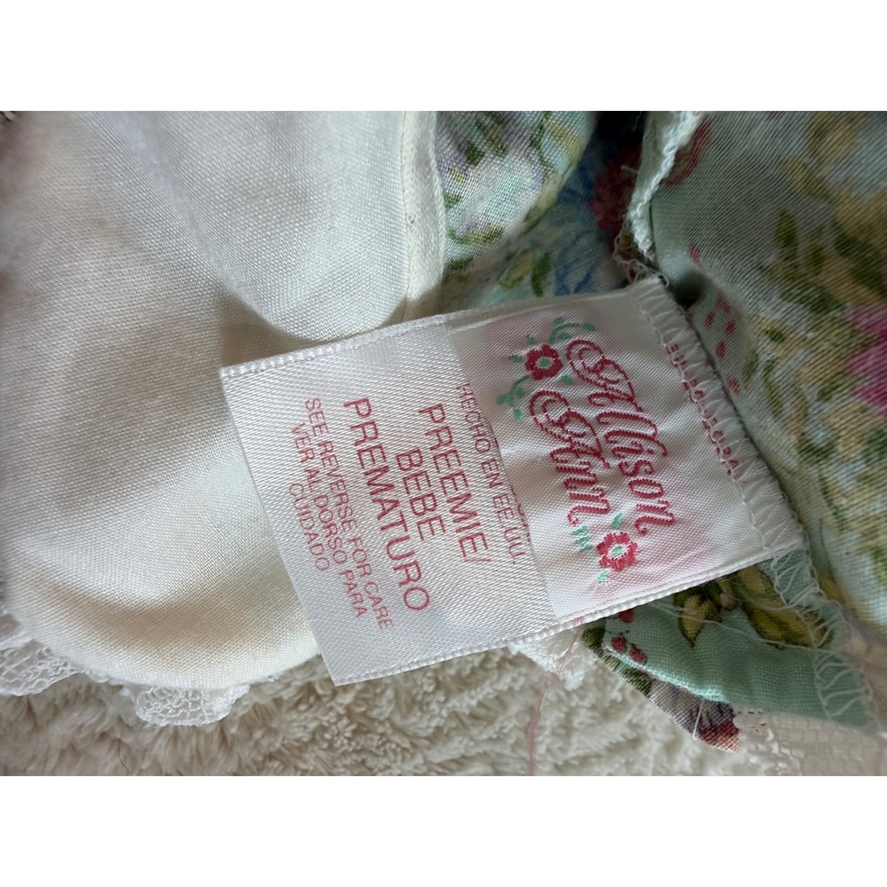Allison Ann Vintage Floral Lace Preemie Baby Dress Pink Blue Cotton Made in USA - Picture 6 of 12